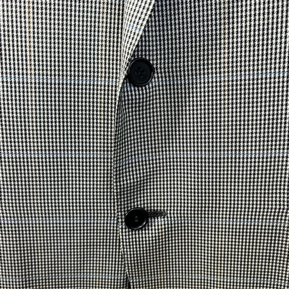 Harry Rosen Italian pure wool black white check plaid preppy jacket blazer IT 50